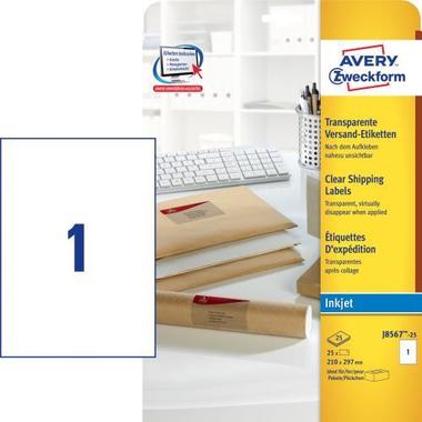 AVERY ZW. Etiketten 210x297mm J8567 – 25 transparent 25 Stück
