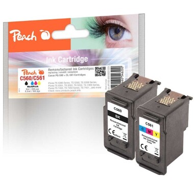 Peach Spar Pack Tintenpatronen kompatibel zu Canon PG-560BK, CL-561C, 3713C006