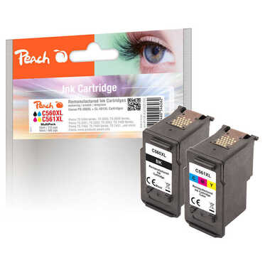 Peach Spar Pack Tintenpatronen kompatibel zu Canon PG-560XLBK, CL-561XLC, 3712C006