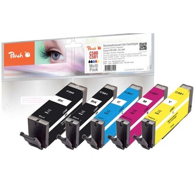 Peach Spar Pack Tintenpatronen kompatibel zu Canon PGI-580, CLI-581, 2078C005