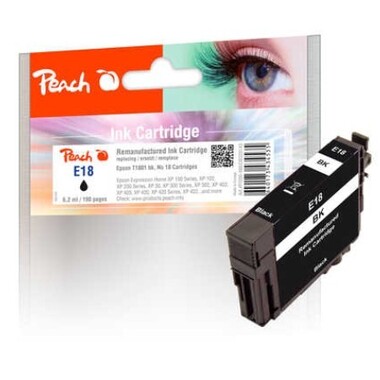 Peach Tintenpatrone schwarz kompatibel zu Epson No. 18 bk, C13T18014010