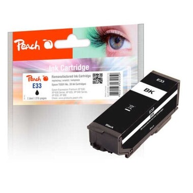 Peach Tintenpatrone schwarz kompatibel zu Epson T3331, No. 33 bk, C13T33314010