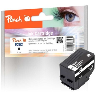Peach Tintenpatrone schwarz kompatibel zu Epson T02E1, No. 202 bk, C13T02E14010