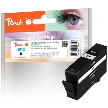 Peach Tintenpatrone schwarz kompatibel zu HP No. 912 BK, 3YL80AE