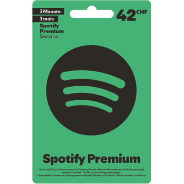 Carte cadeau Spotify CHF 42.-