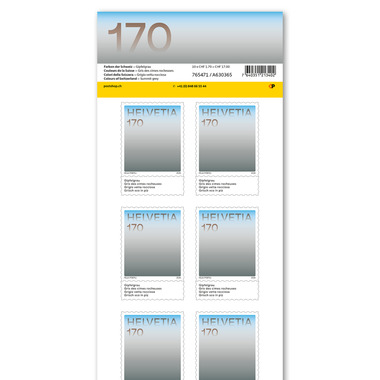 Timbres CHF 1.70 «Gris des cimes rocheuses», Feuille de 10 timbres