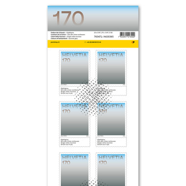 Timbres CHF 1.70 «Gris des cimes rocheuses», Feuille de 10 timbres