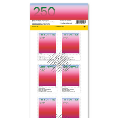 Timbres CHF 2.50 «Rouge des roses des Alpes», Feuille de 10 timbres