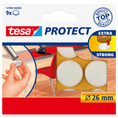 TESA Filzgleiter Protect 26mm 578940000 weiss, rund 9 Stück
