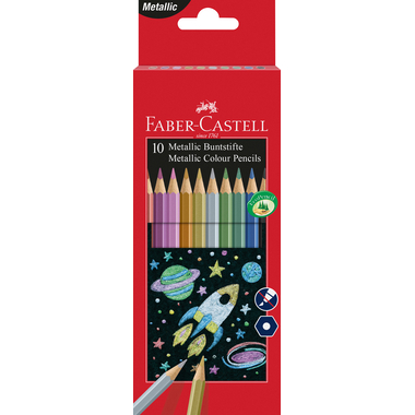FABER-CASTELL Hexagonal-Buntstifte metallic, 10er Kartonetui