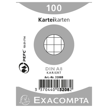 EXACOMPTA Karteikarten, DIN A8, kariert, weiß