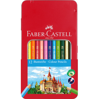 Faber Castell Hexagonal Colouring Pencils Tin of 12, Assorted