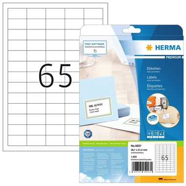 HERMA Etiketten 5027 5027 38.1×21.2mm 1625Stk. 25 Blatt