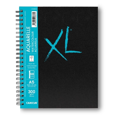 CANSON XL Aquarell Book A5 31200L013 68 Blatt, weiss, 300g