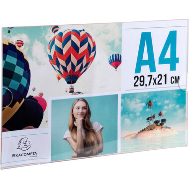 Exacompta Wall Sign Holder A4 Landscape Office Clear Acrylic 84858QD