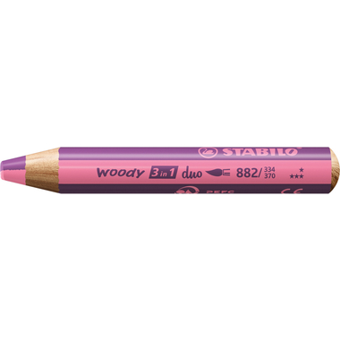 STABILO Crayon multi-talents woody 3 in 1 duo - rose-lilas