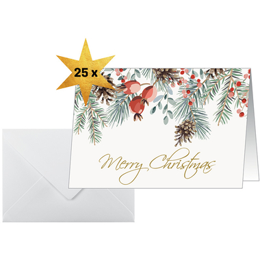 SIGEL Cartes de Noël A6 DS085 Branches de sapin 25 pièces