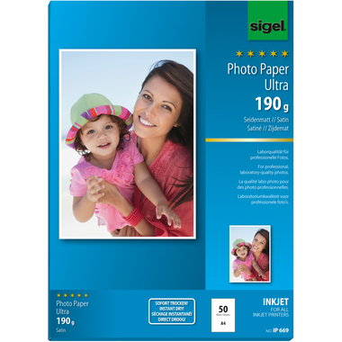 SIGEL InkJet Fotopapier A4 IP669 190g,matt, weiss 50 Blatt