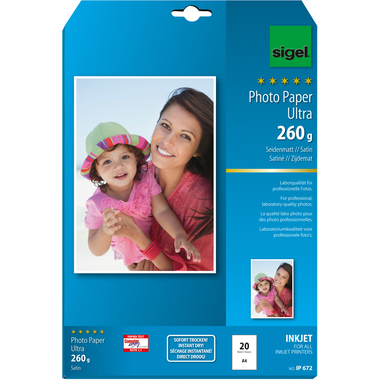 SIGEL InkJet Fotopapier A4 IP672 260g,matt, weiss 20 Blatt