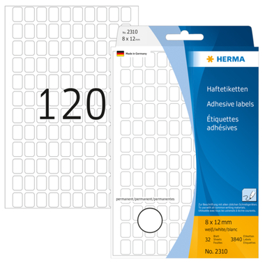 HERMA Vielzweck-Etiketten 8x12mm 2310 weiss 3840 Stück/32 Blatt