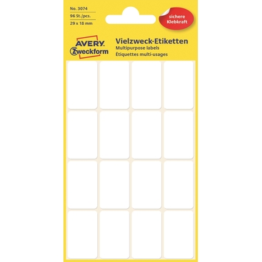 AVERY ZWECKFORM Etiketten 29×18mm 3074 weiss 96 Stück
