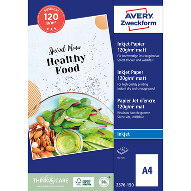 AVERY ZWECKFORM InkJet-Papier A4 2576-150 120g, weiss 150 Blatt