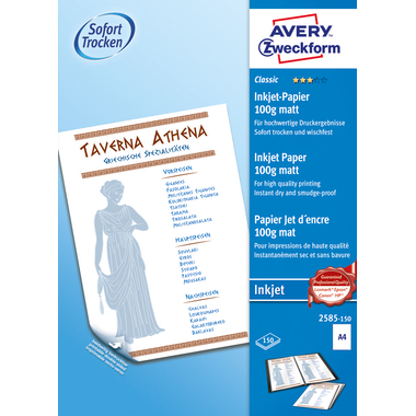 AVERY ZWECKFORM InkJet-Papier A4 2585-150 100g, weiss 150 Blatt