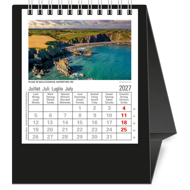 NOVOS Tischkalender Europa 2027 500053 1M/1S schwarz ML 11.5x14cm