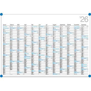 BÜHNER Planificateur annuel DE 2026 M12-CH-B-FSC 12M 67x47cm