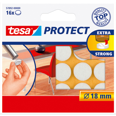 TESA Filzgleiter Protect 18mm 578920000 weiss, rund 16 Stück