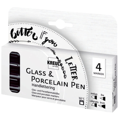 KREUL Glass & Porcelain Pen Handlettering, 4er-Set