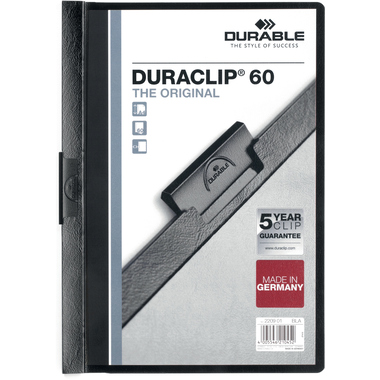 Durable Duraclip 60 report cover PVC Black, Transparent