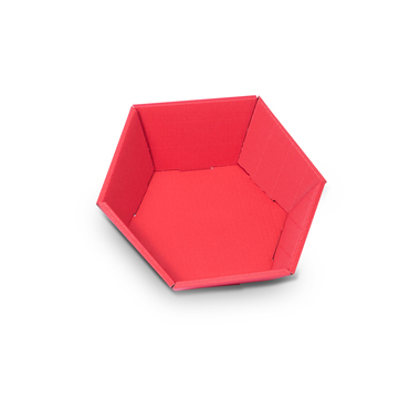 Paniers cadeaux hexagonaux avec une onde ouverte en rouge, dimensions 290x270x60mm