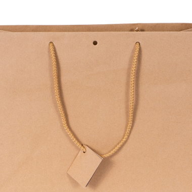 Geschenktragetasche mit Etikette in Braun 240x140x195mm