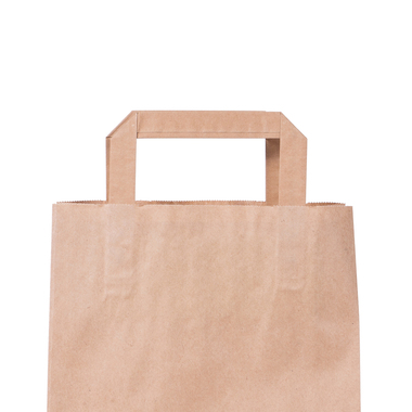 Sac en papier avec anse plate en brun 320x160x450mm