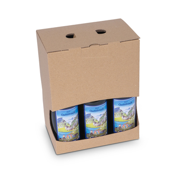 Emballage de bière avec fenêtre & trous de préhension pour 6x bouteilles de 0.33l avec hauteur de bouteille 230mm & Ø61mm