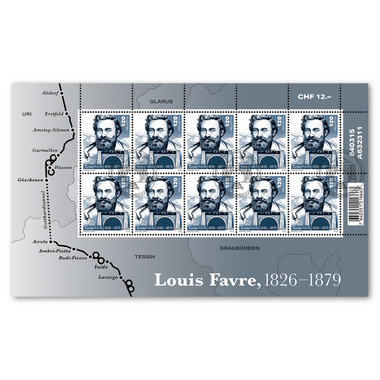 Briefmarken CHF 1.20 «Louis Favre 1826–1879», Kleinbogen mit 10 Marken