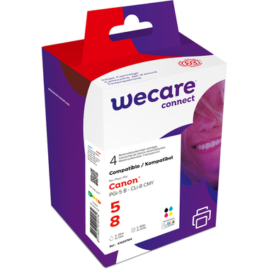 WECARE Multipack rebuilt BKCMY PGI5/CLI8WE z.Canon PIXMA iP5200 26/3x13ml