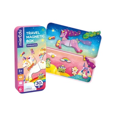 mierEdu Kinderspiel Reise-Magnetspielbox – Einhorn