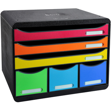 BIELLA Schubladenbox Storebox A4+ 30679802BIDU schwarz/Harlekin 6 Schubl.