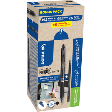 Gelstift PILOT Frixion schwarz 12+12/Pack