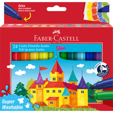 FABER-CASTELL Faserschreiber Jumbo 154324 24 Farben, super washable