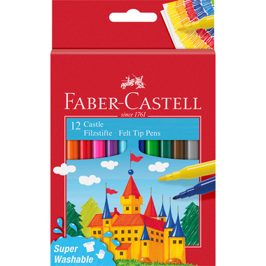FABER-CASTELL Fasermaler CASTLE, 12er Kartonetui