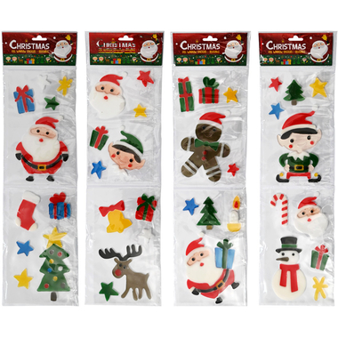 ROOST Autocollant de fenêtre-gel ST804 Noël 4 motif assortis