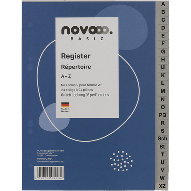 NOVOOO Register PP A5 40978 grau A-Z 24-teilig