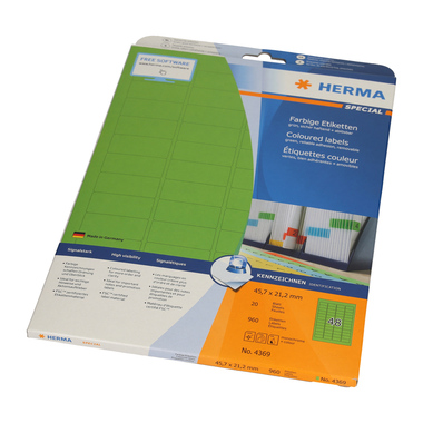 HERMA Etiquettes 45.7x 21.2mm 4369 vert 960 pcs., 20 flls.