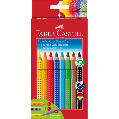 FABER-CASTELL Crayons de couleur Jumbo GRIP 280921 8 couleurs/crayon/