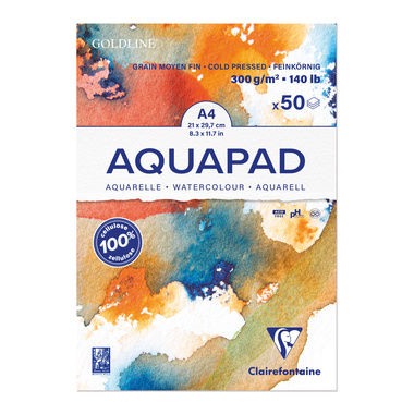 Bloc de papier aquarelle Clairefontaine Aquapad 50 feuilles A4 300g/m2