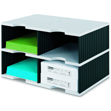 STYRO Ablagesystem styrodoc jumbo 268-0222.98 grau/schwarz 4 Fächer