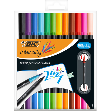 BiC Intensity Dual Tip Fibre Pens Pack of 12, none